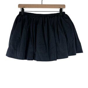 Mable Black Elastic Waist Cotton Poplin A-Line Mini Skirt